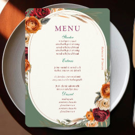 Menú Elegante boda floral de salvia naranja de otoño