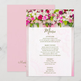 Menú Elegante Boda floral rosa brillante