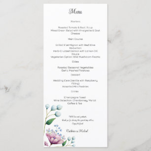 Menú Elegante Boda floral suave romance botánico