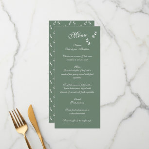 Menú Elegante Boda formal de escritura verde salada