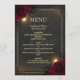 Menú Elegante Boda Gótica Glam de Lujo