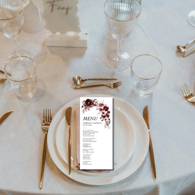 Menú Elegante Boda Maroon Burgundy (Subido por el creador)