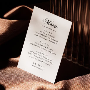 Menú Elegante boda minimalista clásica con caligrafía