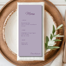 Menú Elegante Boda Minimalista lilac