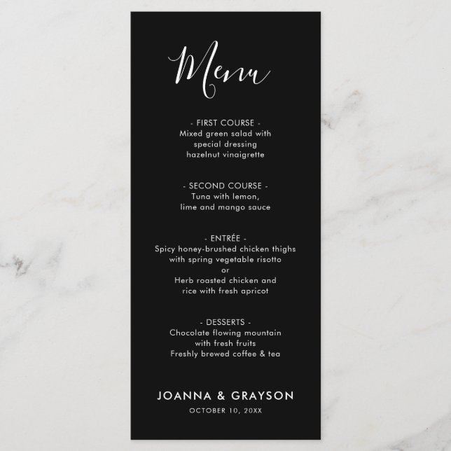 Menú Elegante Boda Minimalista moderno (Anverso)