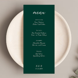 Menú Elegante Boda minimalista verde esmeralda