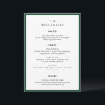 Menú Elegante boda moderna con monograma esmeralda verd<br><div class="desc">Menús de boda modernos con un diseño limpio con fuentes serif y script.</div>