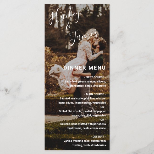 Menú Elegante Boda Moderna Fotografía (Anverso)