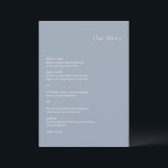 Menú Elegante Boda moderno azul turbio<br><div class="desc">Carta de bodas moderna con un diseño sencillo pero elegante.</div>