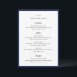 Menú Elegante Boda moderno monograma azul de la marina<br><div class="desc">Menús bodas modernos con un diseño limpio con fuentes serif y script.</div>