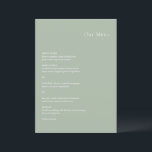 Menú Elegante Boda moderno verde sabio<br><div class="desc">Carta de bodas moderna con un diseño sencillo pero elegante.</div>