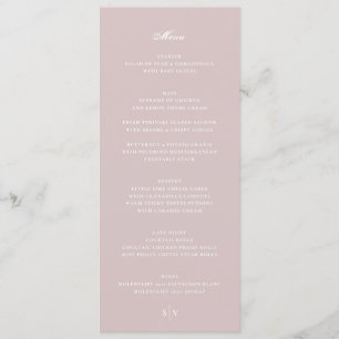 Menú Elegante Boda Monograma Rosa Almizcle Blanco