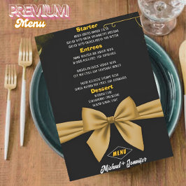 Menú Elegante Boda personalizable de color negro y dora