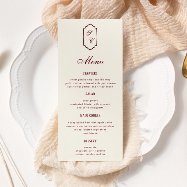 Menú Elegante Boda Retro Burgundy a Cuadros (Subido por el creador)