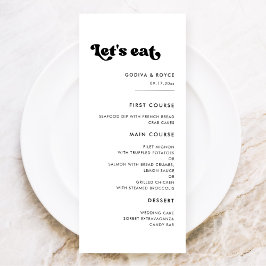 Menú Elegante boda retro en negro y blanco Let's eat