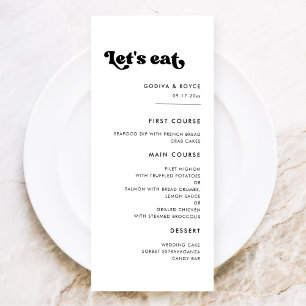Menú Elegante boda retro en negro y blanco Let's eat