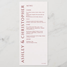 Menú Elegante Boda Rojo Crimson Moderno