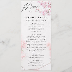 Menú Elegante Boda Sakura floral rosa Cherry Blossom