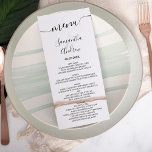 Menú Elegante boda simple de escritura blanca negra<br><div class="desc">Clásica caligrafía de escritura blanca y negra,  menú de la invitación a la fiesta de boda. Perfecto para un moderno y elegante fiesta de bodas.</div>