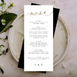 Menú Elegante Boda tradicional de caligrafía de oro neg<br><div class="desc">parte de una colección *no Relieve metalizado real</div>