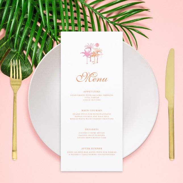 Menú Elegante Boda tropical de palmeras de época (Subido por el creador)