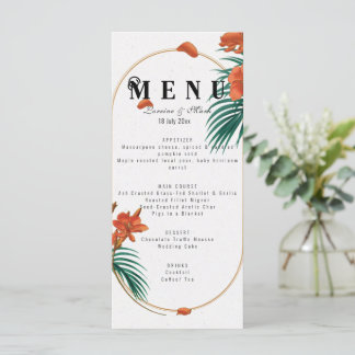 Menú Elegante Boda tropical floral