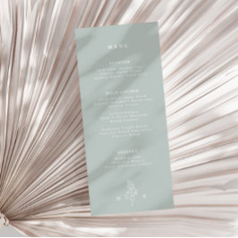 Menú Elegante Boda verde de hoja de monograma Sage