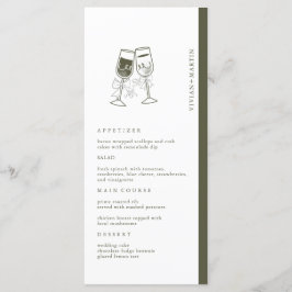 Menú Elegante Boda verde de madera de oliva