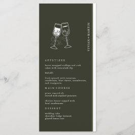Menú Elegante Boda verde de madera de oliva