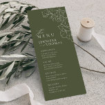 Menú Elegante boda verde de salvia floral a mano<br><div class="desc">Elegante ilustracion de flores dibujado a mano delicado y detalles modernos de escritura tipográfica, en color verde y blanco de sabio oscuro, simple y romántico. Excelentes menús florales de boda para boda rústico moderno, bodas en el jardín y boda boho en verano e invierno. Personalizable completo con cualquier color que...</div>