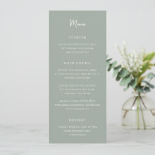Menú Elegante Boda Verde Moderno de Salvia