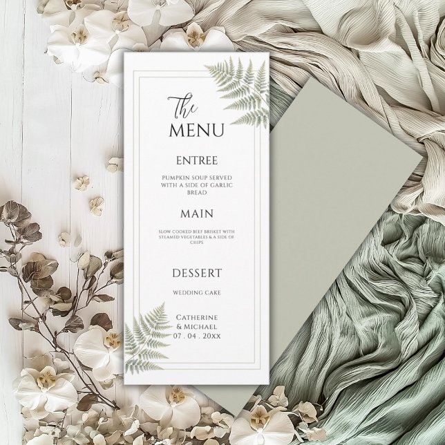 Menú Elegante Boda Verde Salvia Helecho (Subido por el creador)