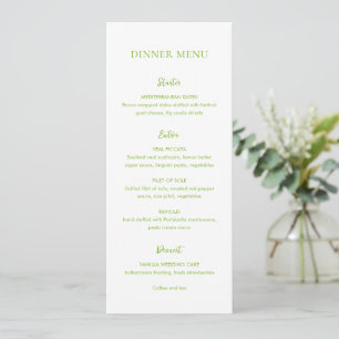 Menú Elegante Boda Verde Vibrante Limpio