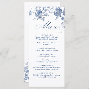 Menú Elegante Boda victoriano floral azul