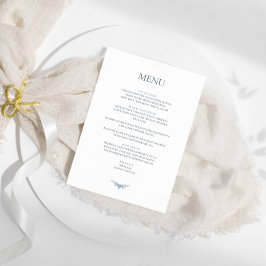 Menú Elegante Boda Vintage Floral Azul