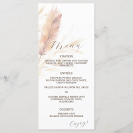 Menú Elegante Boho Watercolor Pampas Fall Wedding