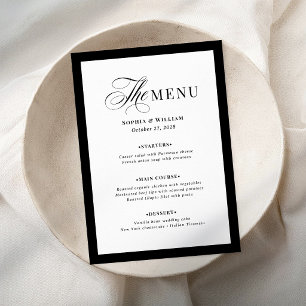 Menú Elegante borde negro y blanco Clásico de lujo