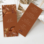 Menú Elegante caída Terracotta deja Boda<br><div class="desc">Elegante diseño, rústica paleta de colores de terracota y delicados acentos florales, esta carta aporta un toque de sofisticación a la experiencia gastronómica. Esta carta, elaborada con atención a los detalles, realza el ambiente general de la recepción y garantiza una experiencia gastronómica inolvidable, llena de sabor y encanto. Diseñado para...</div>