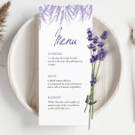 Menú Elegante caligrafía acuarela Lavanda Boda<br><div class="desc">Celebre su día especial con un toque de elegancia y un toque de romanticismo utilizando este menú plano Boda. Diseñado con meticulosa atención a los detalles, este menú añade un toque de sofisticación a la recepción de bodas. Diseñado con un material de cartón liso y de alta calidad, nuestro menú...</div>