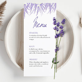 Menú Elegante caligrafía acuarela Lavanda Boda
