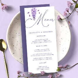 Menú Elegante caligrafía acuática Wisteria Boda