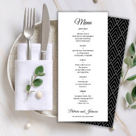 Menú Elegante caligrafía boda blanco y negro