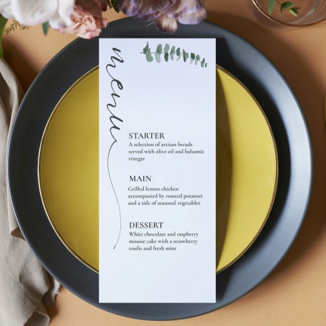 Menú Elegante caligrafía boda blanco y negro (Subido por el creador)