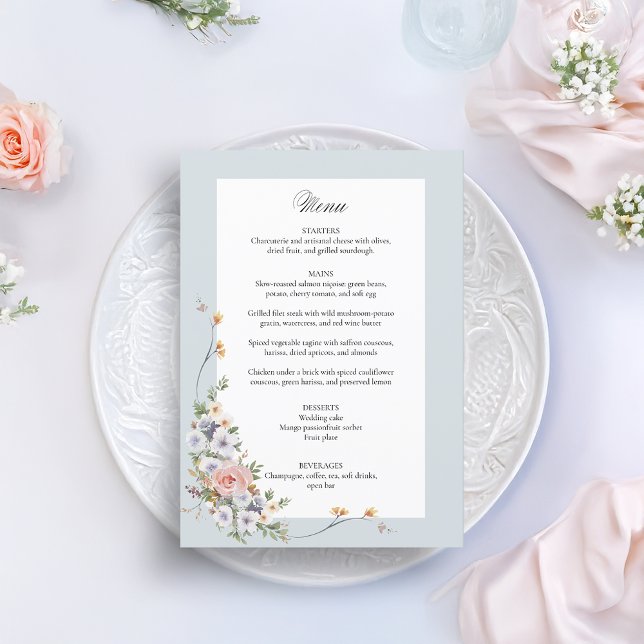 Menú Elegante caligrafía floral del Pastel Boho (Subido por el creador)