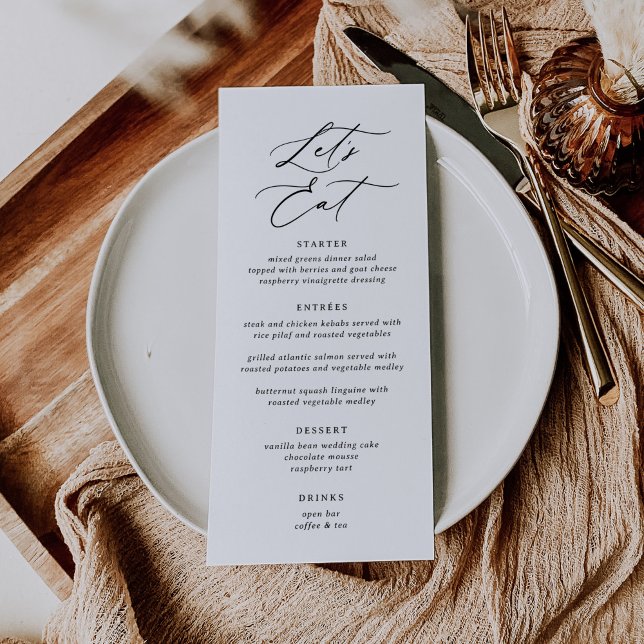 Menú Elegante caligrafía moderna comamos Boda (Subido por el creador)