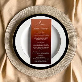 Menú Elegante caligrafía Naranja quemado Ombre Boda