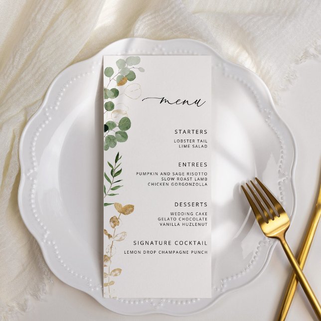 Menú Elegante carta boda de eucalipto verde (Subido por el creador)