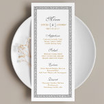 Menú Elegante carta clásica de bodas vintage<br><div class="desc">Carta de bodas de época con un marco rústico y rústico decorado con un monograma en gris neutro y dorado, y un patrón vintage en la parte trasera, elegante y clásico, ideal para bodas de época, boda clásico y boda a la antigua. Ver todas las piezas coincidentes de la colección...</div>