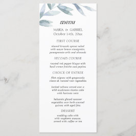 Menú Elegante carta de Boda de la hoja de acuarela