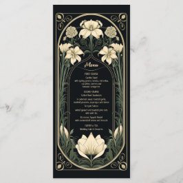 Menú Elegante carta de Boda floral de estilo Art Nouvea